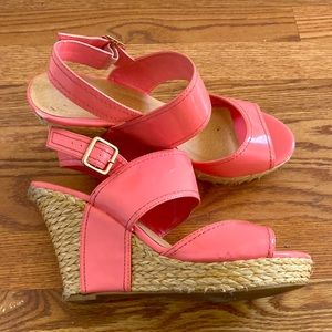 Coral Pink wedge sandals